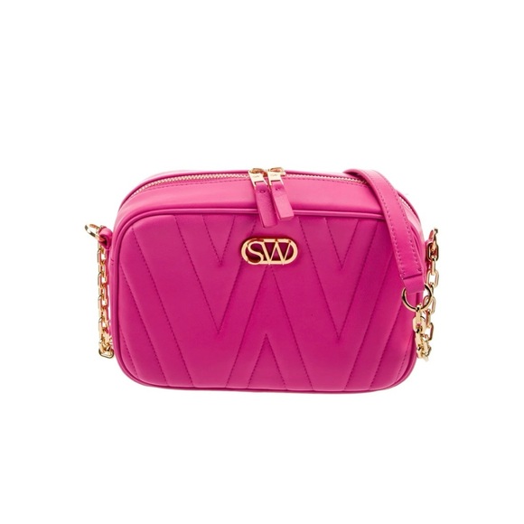 Stuart Weitzman Pink Quilted Crossbody Bag with Gold Hardware - Picture 4 of 4